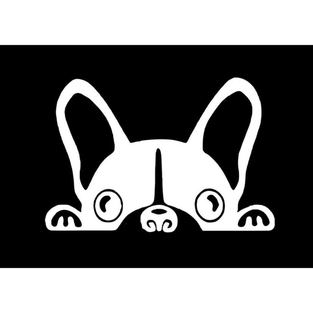 Vinyl Decal dog looking out window 8in design